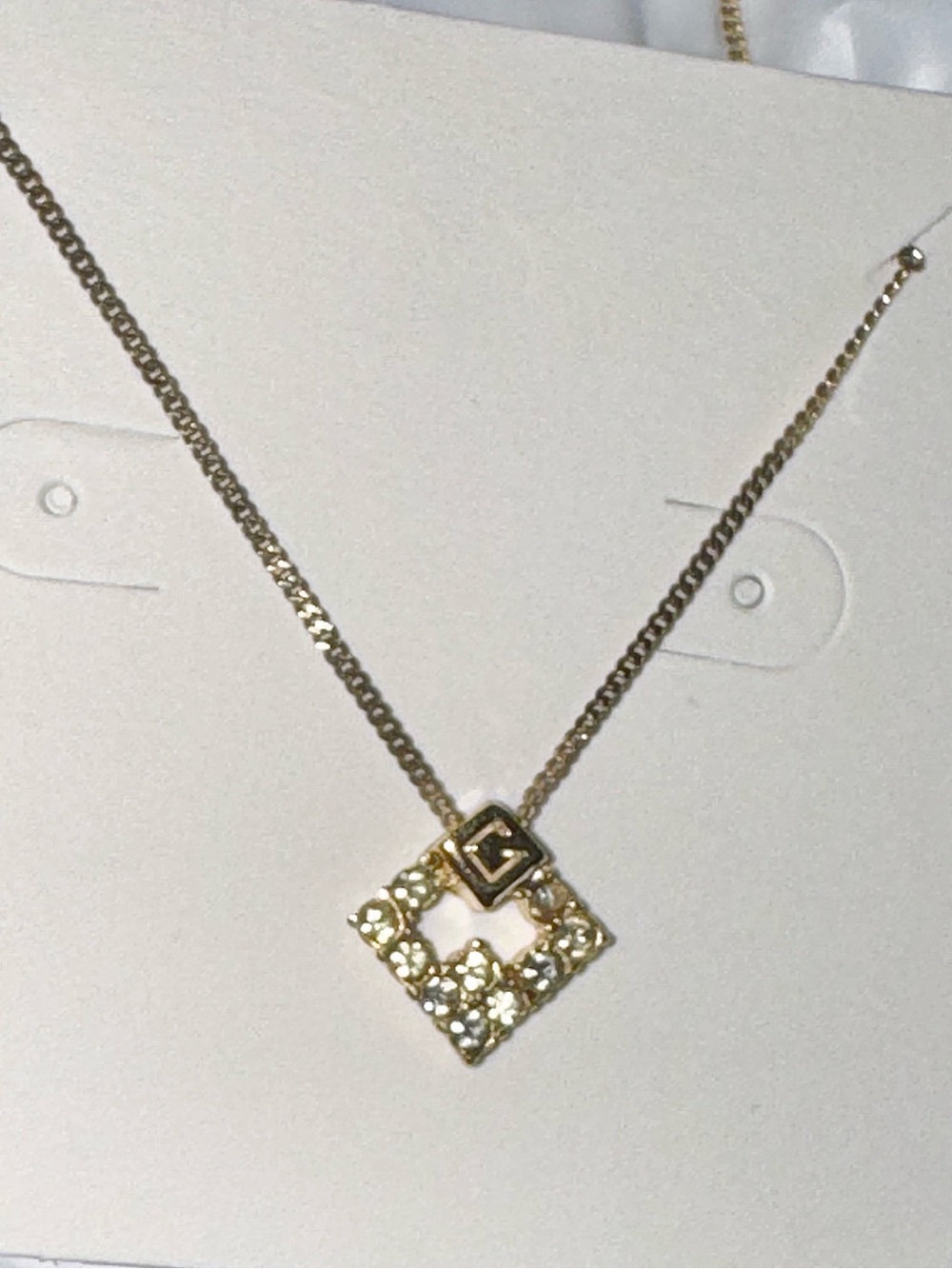 Givenchy Vintage Givenchy Square G Logo Rhinestone Pendant Necklace Vintage